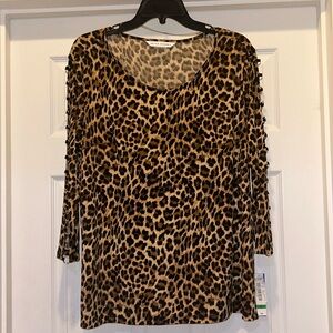 Peter Nygard women’s cheetah / leopard top large  NWT